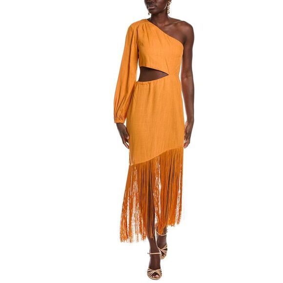 Le Superbe Dresses & Skirts - Le Superbe Womens  Fringe With Benefits Linen-Blend Maxi Dress, Orange